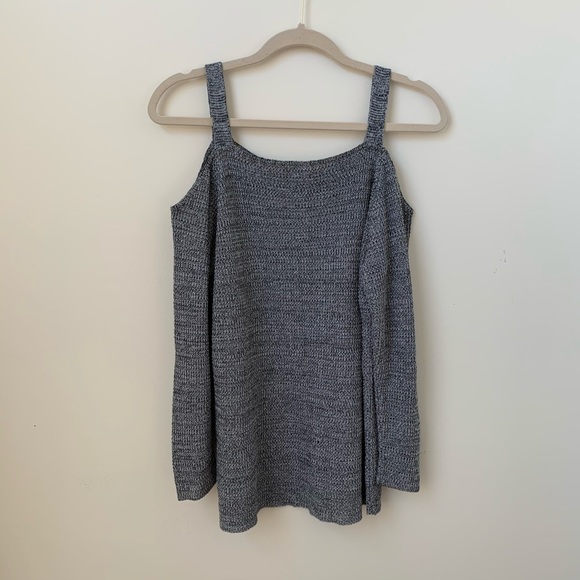 Two One Two Cold Shoulder Gray Knot Sweater - Picture 7 of 8